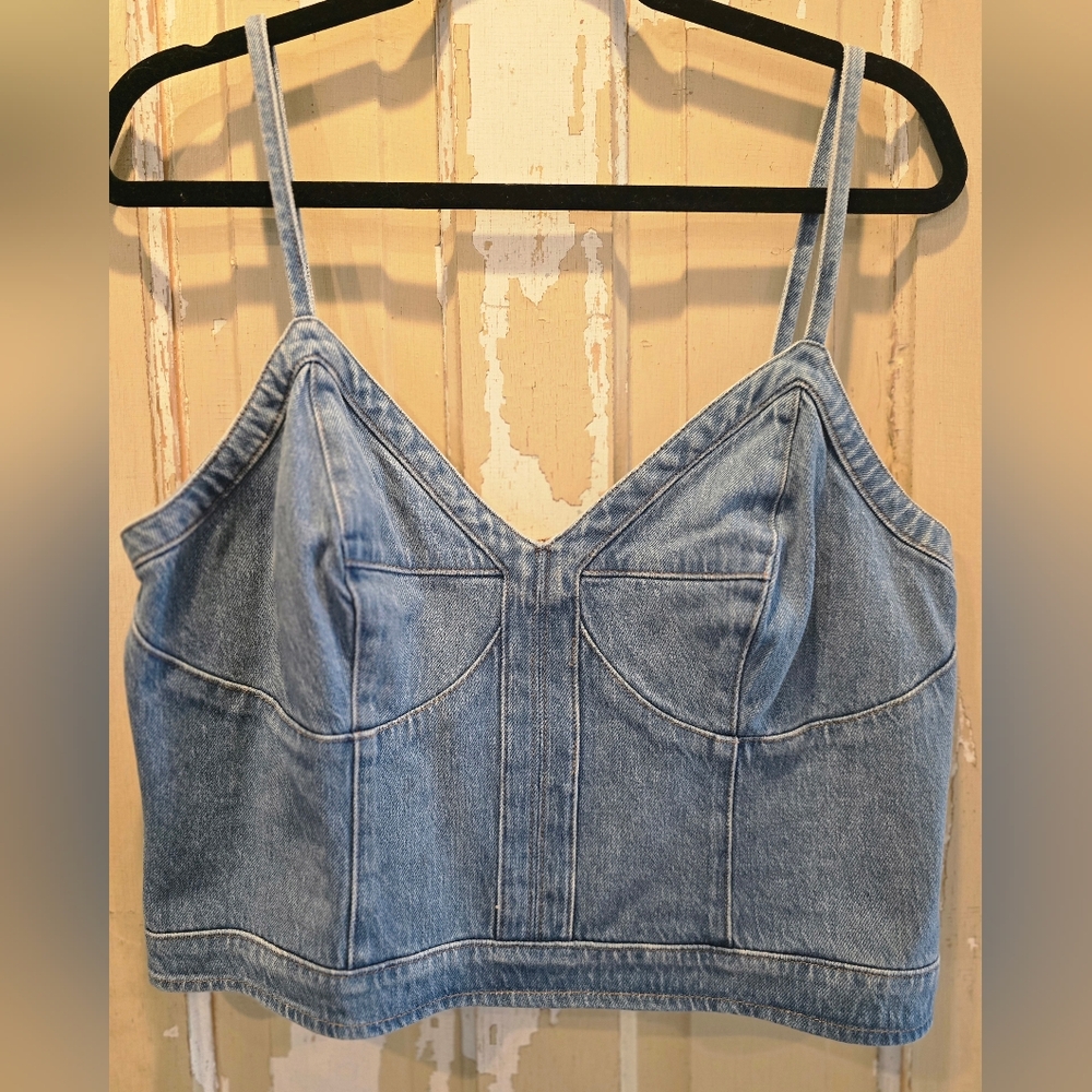 Express Light Blue Denim Crop Top